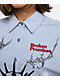 Broken Promises Liberty Blue & White 2fer Long Sleeve Crop Shirt - Thumbnail image 4 of 6