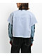Broken Promises Liberty Blue & White 2fer Long Sleeve Crop Shirt - Thumbnail image 2 of 6
