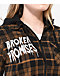 Broken Promises Love Is Lethal Brown Hooded Flannel Jacket