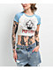 Broken Promises Manic Natural & Pastel Blue Raglan Crop T-Shirt - Thumbnail image 1 of 4