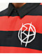 Broken Promises Riot camisa de rugby con rayas rojas y negras