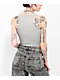 Broken Promises Scarecrow Grey Ribbed Crop Tank Top - Thumbnail image 2 of 6