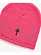 Broken Promises Surrender Rhinestone Pink Skully Beanie - Thumbnail image 3 of 3