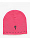 Broken Promises Surrender Rhinestone Pink Skully Beanie - Thumbnail image 1 of 3