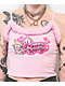 Broken Promises x Happy Bunny Go Away Pink Feather Crop Tank Top - Thumbnail image 3 of 7