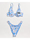 By Samii Ryan Felt Cute Blue Tie Dye Underwire Triangle Bikini Top