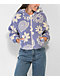 Cali 1850 Floral Periwinkle Sherpa Zip Hoodie - Thumbnail image 1 of 4