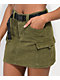 Cali 1850 Olive Corduroy Belted Mini Skirt - Thumbnail image 3 of 5