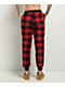 Cali 1850 Sherpa Plaid Red & Black Jogger Sweatpants - Thumbnail image 2 of 7