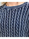 Cali 1850 Washed Navy Long Sleeve Crop Sweater - Thumbnail image 3 of 3