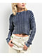 Cali 1850 Washed Navy Long Sleeve Crop Sweater - Thumbnail image 1 of 3