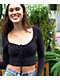 Capella Front Tie Black Long Sleeve Crop Top - Thumbnail image 3 of 4