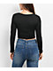Capella Front Tie Black Long Sleeve Crop Top - Thumbnail image 2 of 4