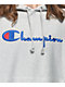 Champion Logo Script sudadera con capucha gris de tejido inverso 