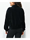 Champion Small C Satin Black Velour Quarter Zip Sweatshirt