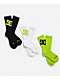 DC Graffik Logo 3 Pack Black, White & Green Crew Socks - Thumbnail image 1 of 3