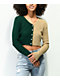 Daisy Street 90s Green & Beige Crop Cardigan Sweater - Thumbnail image 1 of 3