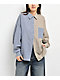 Daisy Street Mixed Stripe Blue & Tan Long Sleeve Button Up Shirt - Thumbnail image 1 of 4