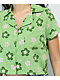 Daisy Street Sadie Hibiscus Green Button Up Short Sleeve Crop Shirt
