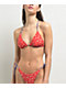 Damsel Bella Floral Ditsy Blue & Red Reversible Triangle Bikini Top - Thumbnail image 1 of 6
