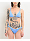 Damsel Meg Stitched Blue High Leg Bikini Bottom - Thumbnail image 1 of 3