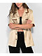 EPTM Villa Tan Satin Short Sleeve Button-Up Shirt - Thumbnail image 4 of 5