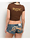 Ed Hardy 3 Hearts Cocoa Crop T-Shirt - Thumbnail image 5 of 6