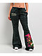 Ed Hardy Anchor Rose Green Leopard Flare Sweatpants - Thumbnail image 2 of 7