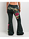 Ed Hardy Anchor Rose Green Leopard Flare Sweatpants - Thumbnail image 1 of 7