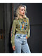 Ed Hardy Butterflies Y2K Olive Crop Zip Hoodie - Thumbnail image 7 of 8