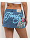 Ed Hardy Diamond Flower Blue Denim Cutoff Mini Skirt - Thumbnail image 5 of 9