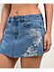 Ed Hardy Diamond Flower Blue Denim Cutoff Mini Skirt - Thumbnail image 6 of 9