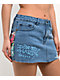 Ed Hardy Diamond Flower Blue Denim Cutoff Mini Skirt - Thumbnail image 7 of 9