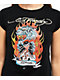 Ed Hardy Fire Tiger Rhinestone Black Cap Sleeve T-Shirt - Thumbnail image 3 of 4