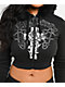 Ed Hardy Flame Cross Y2K Faux Fur Black Crop Zip Hoodie - Thumbnail image 3 of 7
