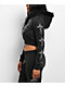 Ed Hardy Flame Cross Y2K Faux Fur Black Crop Zip Hoodie - Thumbnail image 6 of 7