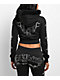 Ed Hardy Flame Cross Y2K Faux Fur Black Crop Zip Hoodie - Thumbnail image 2 of 7