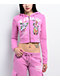 Ed Hardy Flower Skull Pink Crop Zip Hoodie - Thumbnail image 2 of 4