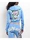 Ed Hardy Flower Skulls Powder Blue Crop Zip Hoodie - Thumbnail image 1 of 5