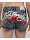 Ed Hardy Heart Dagger Blue Wash Denim Cutoff Shorts - Thumbnail image 4 of 10