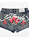 Ed Hardy Heart Dagger Blue Wash Denim Cutoff Shorts - Thumbnail image 8 of 10