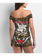 Ed Hardy Hearts Leopard Print Off Shoulder Crop T-Shirt - Thumbnail image 2 of 3