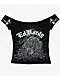 Ed Hardy Leopard Panther Black Off Shoulder Crop T-Shirt - Thumbnail image 5 of 5
