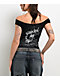 Ed Hardy Leopard Panther Black Off Shoulder Crop T-Shirt - Thumbnail image 2 of 5