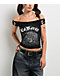 Ed Hardy Leopard Panther Black Off Shoulder Crop T-Shirt - Thumbnail image 1 of 5