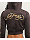 Ed Hardy Love Kills Slowly Espresso Brown Crop Zip Hoodie - Thumbnail image 4 of 6