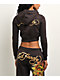 Ed Hardy Love Kills Slowly Espresso Brown Crop Zip Hoodie - Thumbnail image 2 of 6