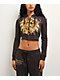 Ed Hardy Love Kills Slowly Espresso Brown Crop Zip Hoodie - Thumbnail image 1 of 6