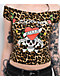 Ed Hardy Love Kills Slowly Leopard Off Shoulder Brown Crop T-Shirt - Thumbnail image 3 of 3