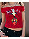 Ed Hardy Mary Off Shoulder Red Crop T-Shirt - Thumbnail image 3 of 7